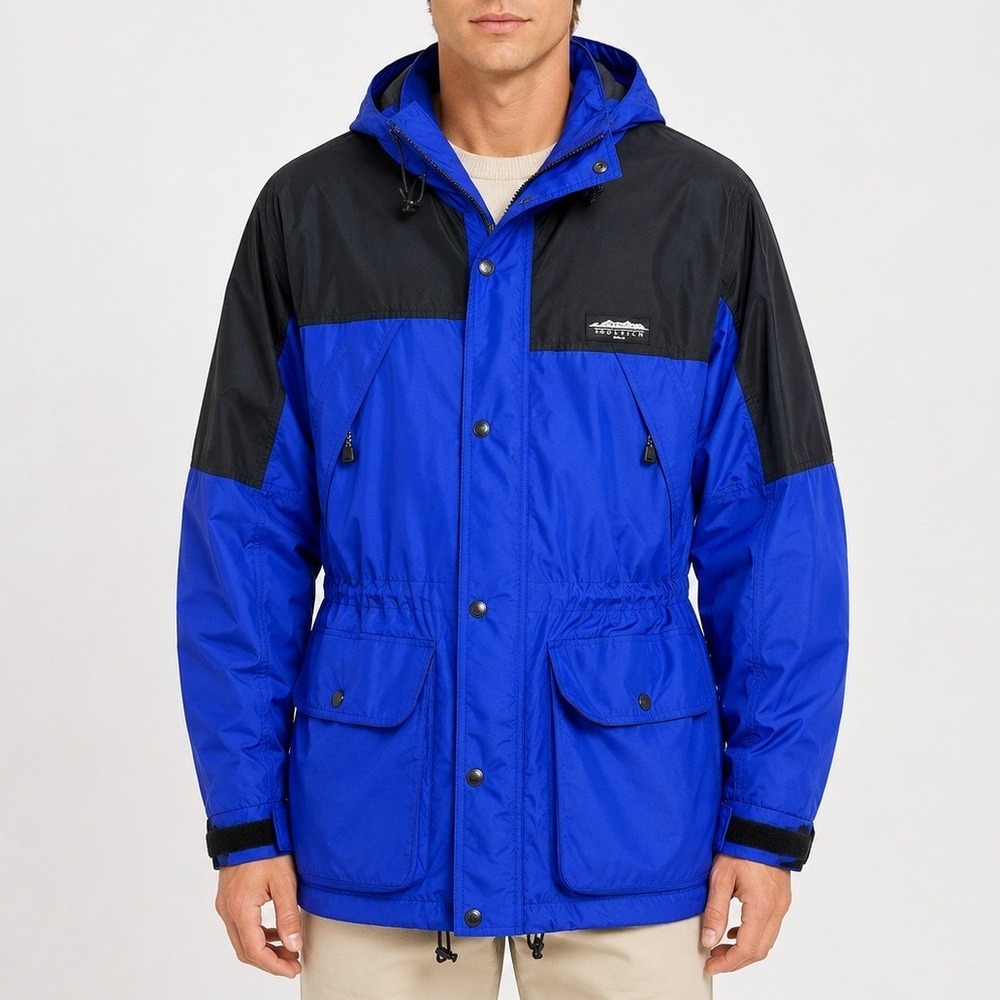Woolrich Men's Blue‎ Waterproof Hooded Windbreaker Jacket Size Medium